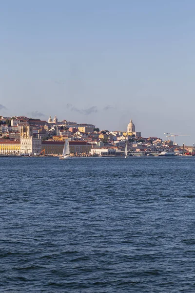 View Historic Waterfront Lisbon Tejo River View Water Summer Day — Stock Photo, Image