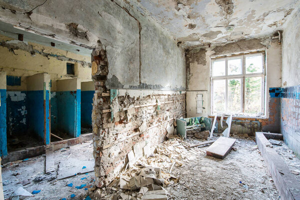 old abandoned ruined house indoor