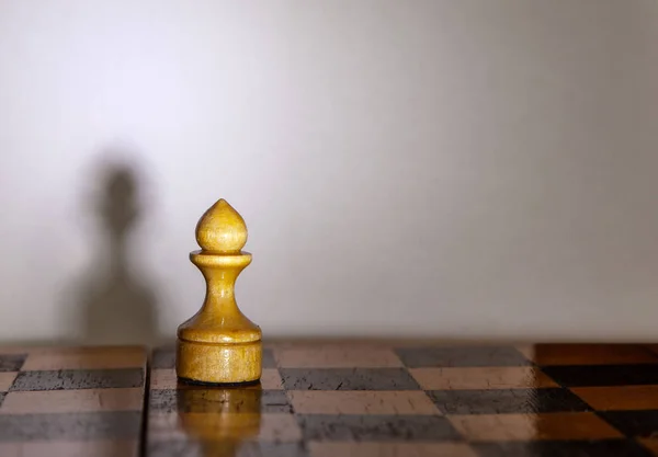 Peón de ajedrez con la sombra en el tablero de ajedrez — Foto de Stock