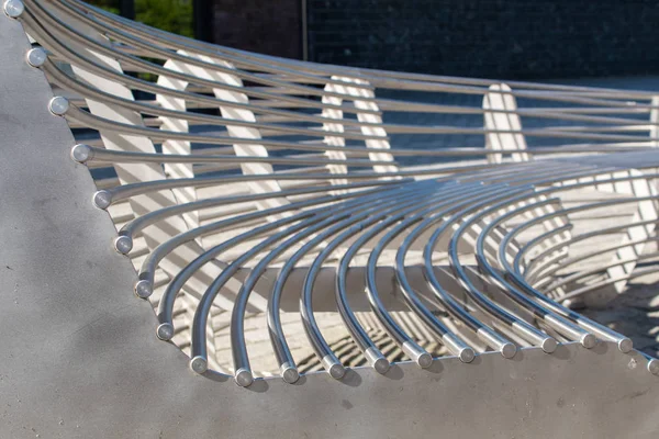 Modern metal round garden bench — Stock Photo, Image