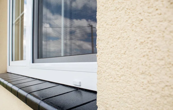 Plastic Window Mosquito Net Outdoor Closeup — Stock Photo, Image