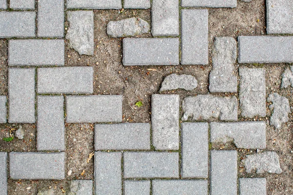 Trottoar Med Trasiga Kakel Vacker Tegel Bakgrund Med Murverk Konsistens — Stockfoto