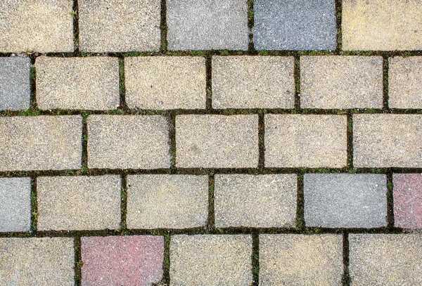 Väg Asfalterad Med Trottoarplattor Vacker Tegel Bakgrund Med Murverk Konsistens — Stockfoto