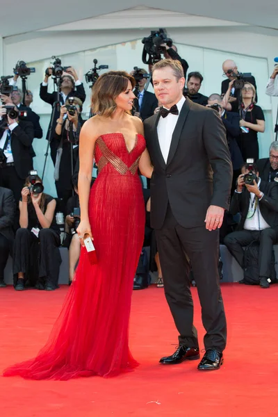 Luciana Damon Matt Damon Downizzing Premiere Opening Ceremony 74Th Venice — 스톡 사진