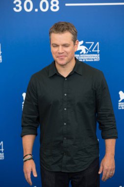 Matt Damon, 30 Ağustos 2017 'de İtalya' da düzenlenen 74. Venedik Film Festivali 'ndeki küçültme fotoğraf çekiminde.