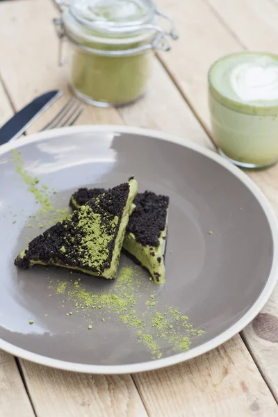 Kopje Matcha Groene Thee Cake Ijs Met Groene Matcha — Stockfoto