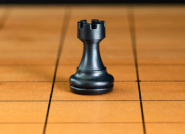 Close Black Chess Pieces Wood Chessboard — Stock Photo, Image