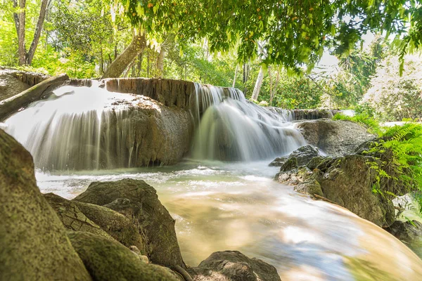 Waterfall in a forest on the mountain in tropical forest at Waterfall Chet Sao Noi in National park Saraburi province, Thailand