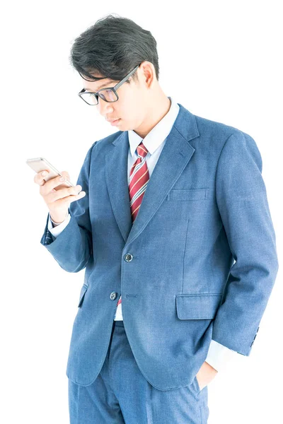 Young Asian Business Men Portrait Suit White Background — Stock Photo, Image