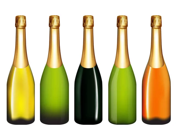 Champagne flaska isolerad på vit — Stock vektor
