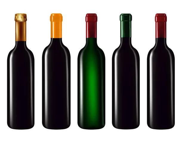 Botellas de vino aisladas en blanco — Vector de stock