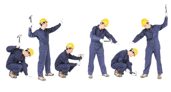 Set de Handyman en uniforme con su martillo — Foto de Stock