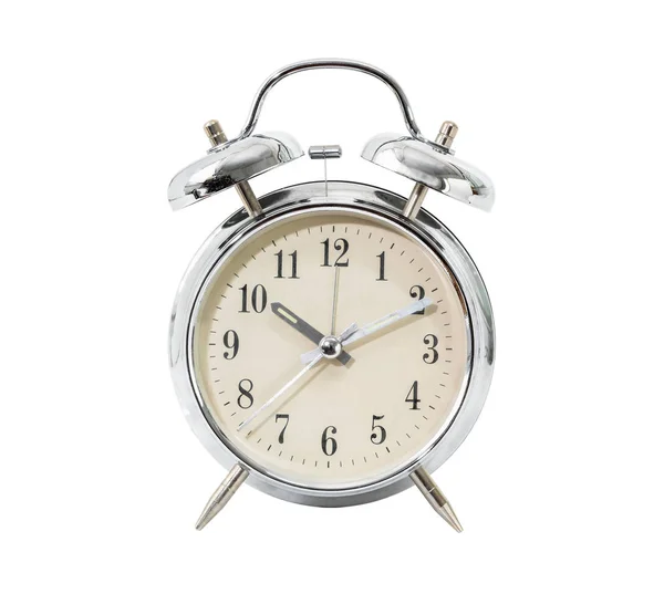 Silver alarm clock  on white — Stock Photo, Image