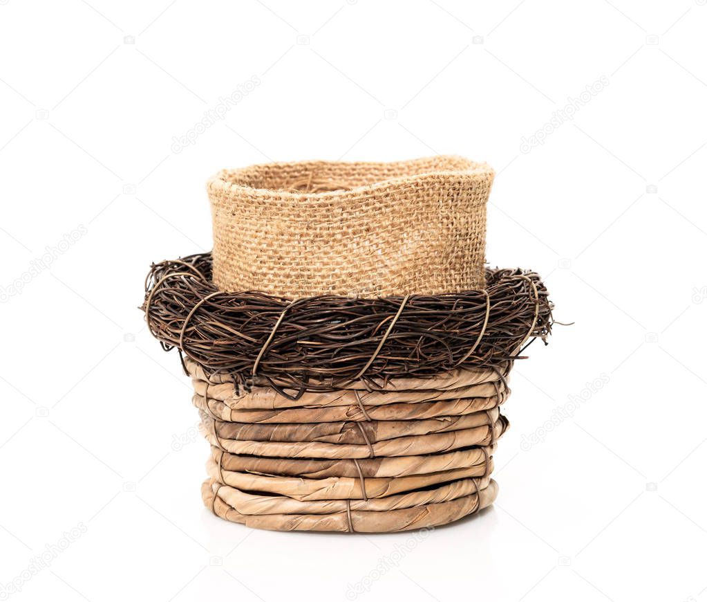 Handmade emtry basket on white