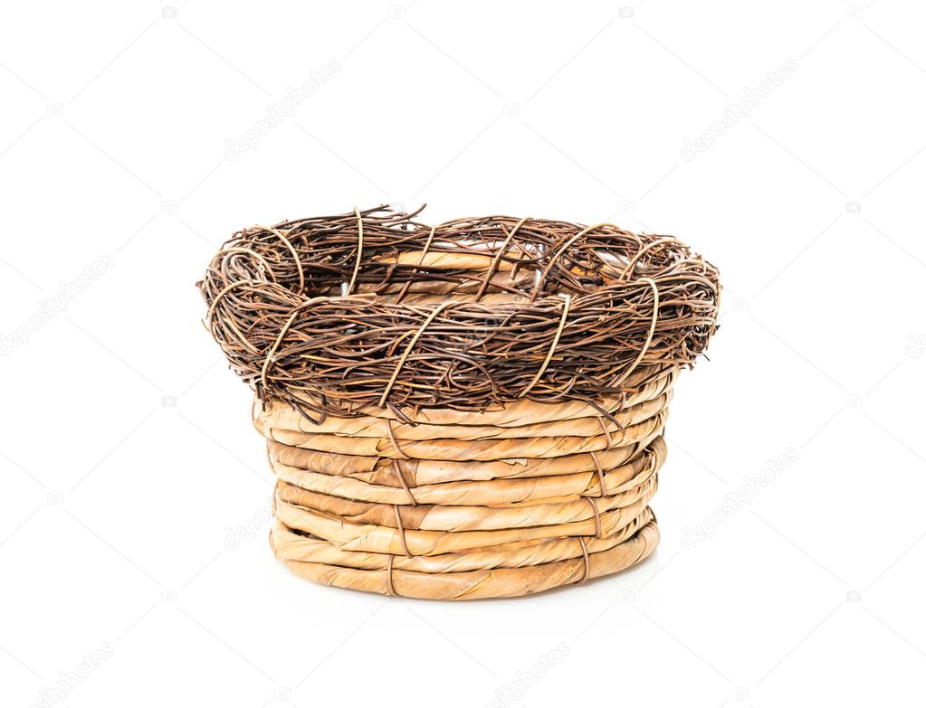 Handmade emtry basket on white