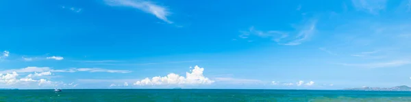 Panoramic Beautiful Seascape Blue Sky Sunny Day — Stock Photo, Image