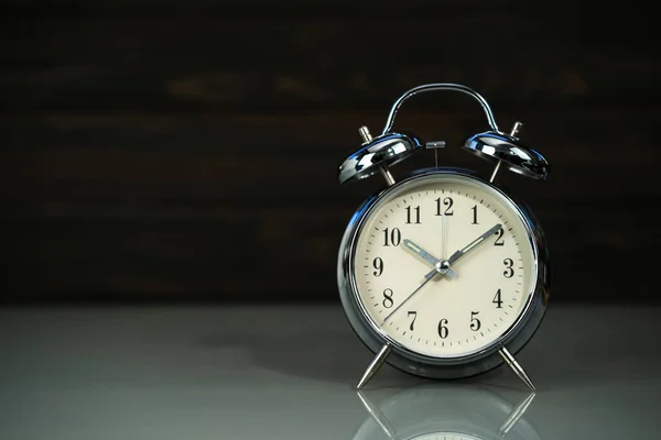 Retro Alarm Clock Table Wood Background — Stock Photo, Image