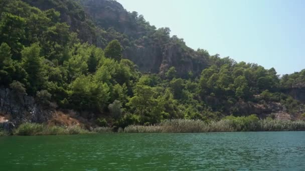 Schönen Fluss felsigen Küste Landschaft Video — Stockvideo