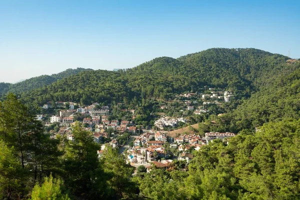 Turkish tourist village in beautiful valley shot