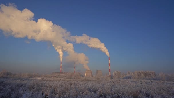 Russioan winter industrial landscape view — Stock Video