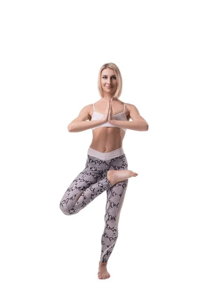 Girl doing yoga isolated shot — Stock Photo, Image