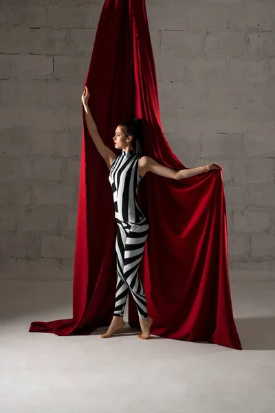 Mujer delgada y elegante con vista de tela — Foto de Stock