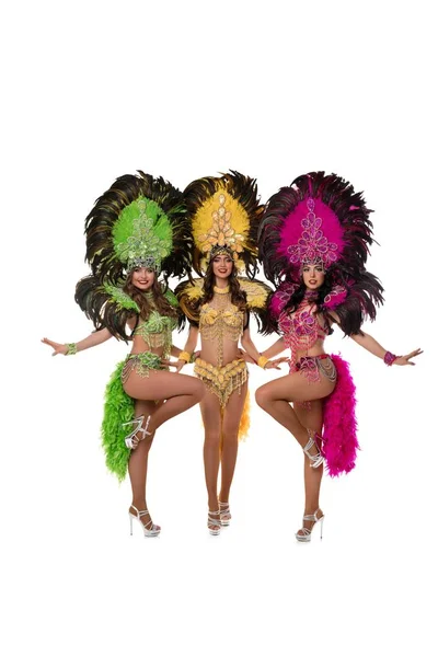 Girls in Brazil carnival dresses isolated shot — Stock Photo, Image