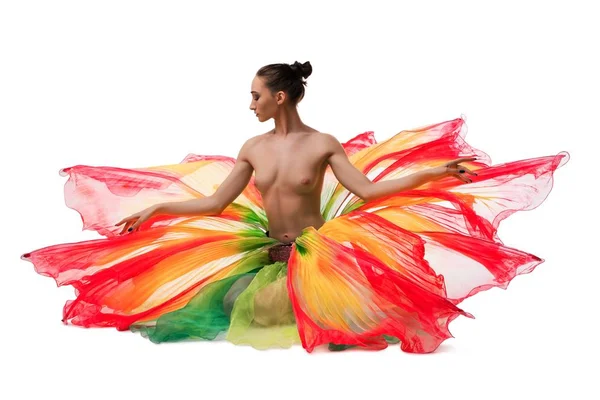 Brunette topless in artistic beautiful skirt view — Stock Photo, Image