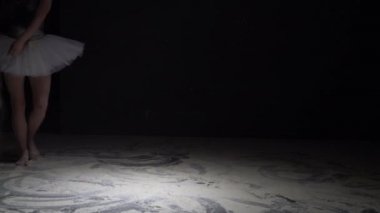 Karanlıkta toz atan tutu zarif kadın