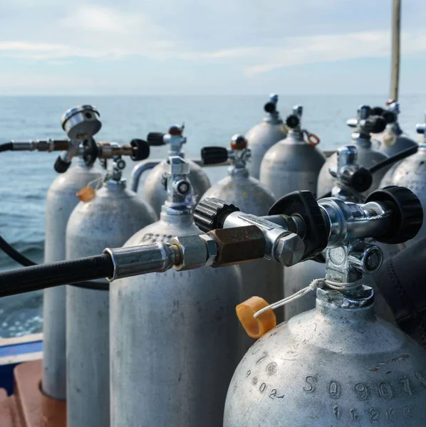 Image of oxygen cylinders for diving, close-up — Stock Photo, Image