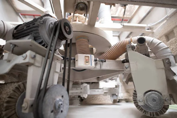 Inside view of polishing machine - furniture factory — Stock Photo, Image