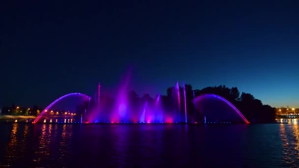 Show Nocturno Fuente Vinnica Ucrania — Vídeo de stock