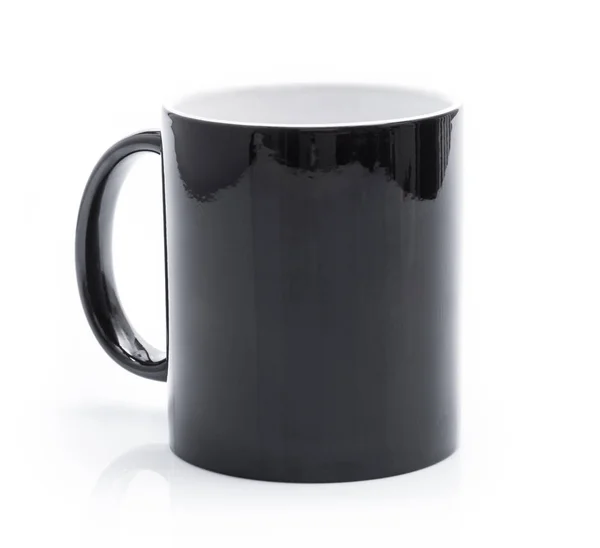 Schwarze Tasse auf Weiß — Stockfoto