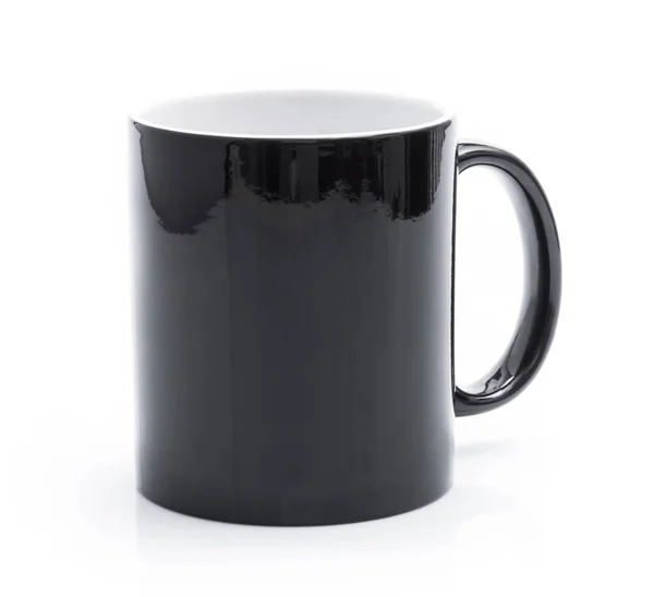 Schwarze Tasse auf Weiß — Stockfoto