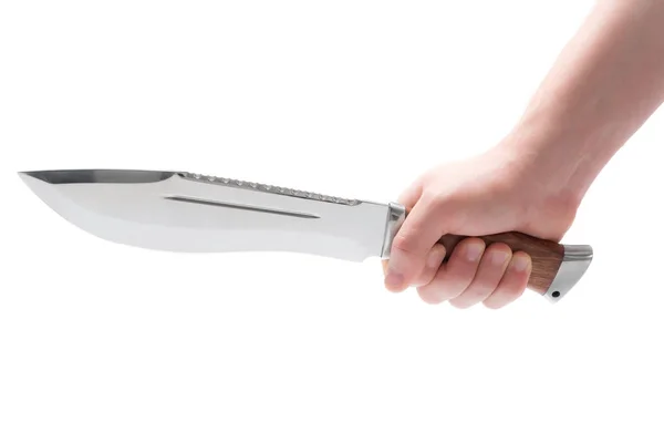 Hand hält Jagdmesser — Stockfoto