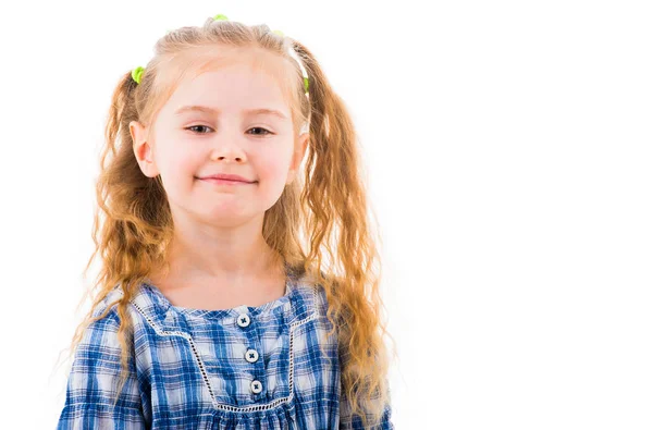 Retrato de menina bebê loira alegre — Fotografia de Stock