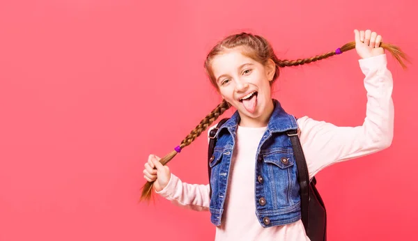 Porträt eines kleinen Mädchens mit zwei Zöpfen — Stockfoto