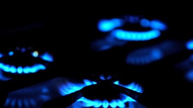 Soba gaz mutfak gaz hob brülör yüzüğü. Bir gaz sobası mavi alev