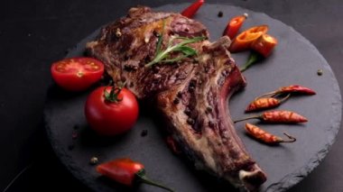 Izgara Dana biftek domates ile kemik üzerinde