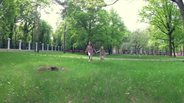Δύο μικρά κορίτσια στο πάρκο — Αρχείο Βίντεο