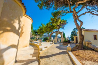 Greek orthodox cemetery in Lefkes village clipart