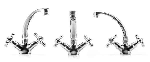 Modern metalic kitchen faucets — Stock Photo, Image