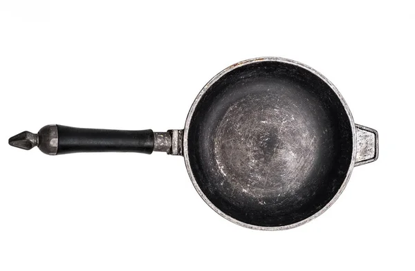 Empty cast iron frying pan on white background — Stock Photo, Image