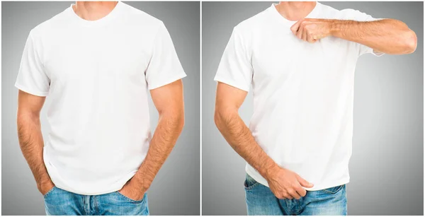 Man in wit T-shirt — Stockfoto