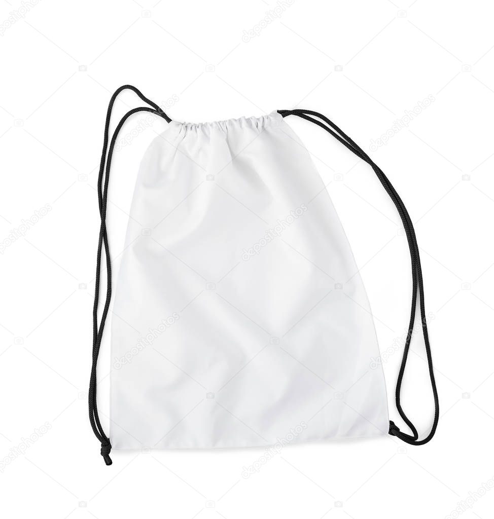 white backpack with black string