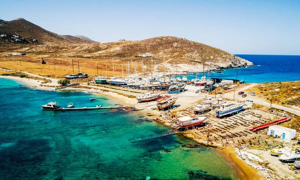 Top view of boats on the shore, Paros, Greece — Stock Photo, Image