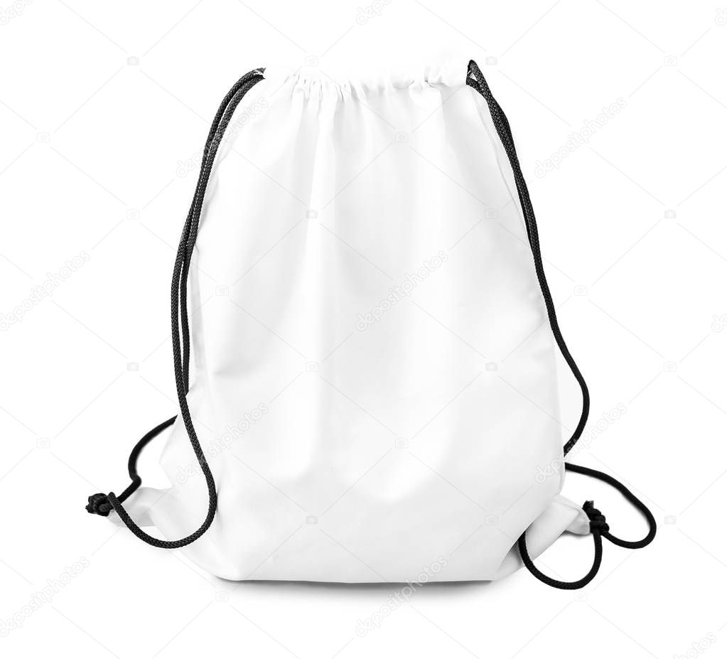 white backpack with black string