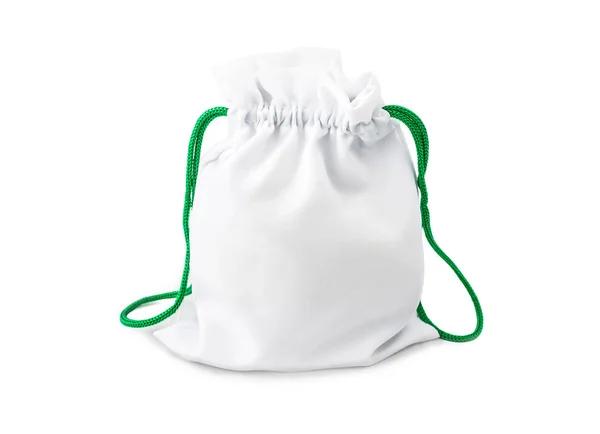 Full white gift bag with green ties — Stock Photo, Image