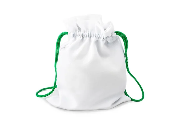 Bolsa de regalo blanca completa con lazos verdes — Foto de Stock