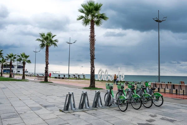 Bicycle parking on the embankment of Batumi — Stock Photo, Image